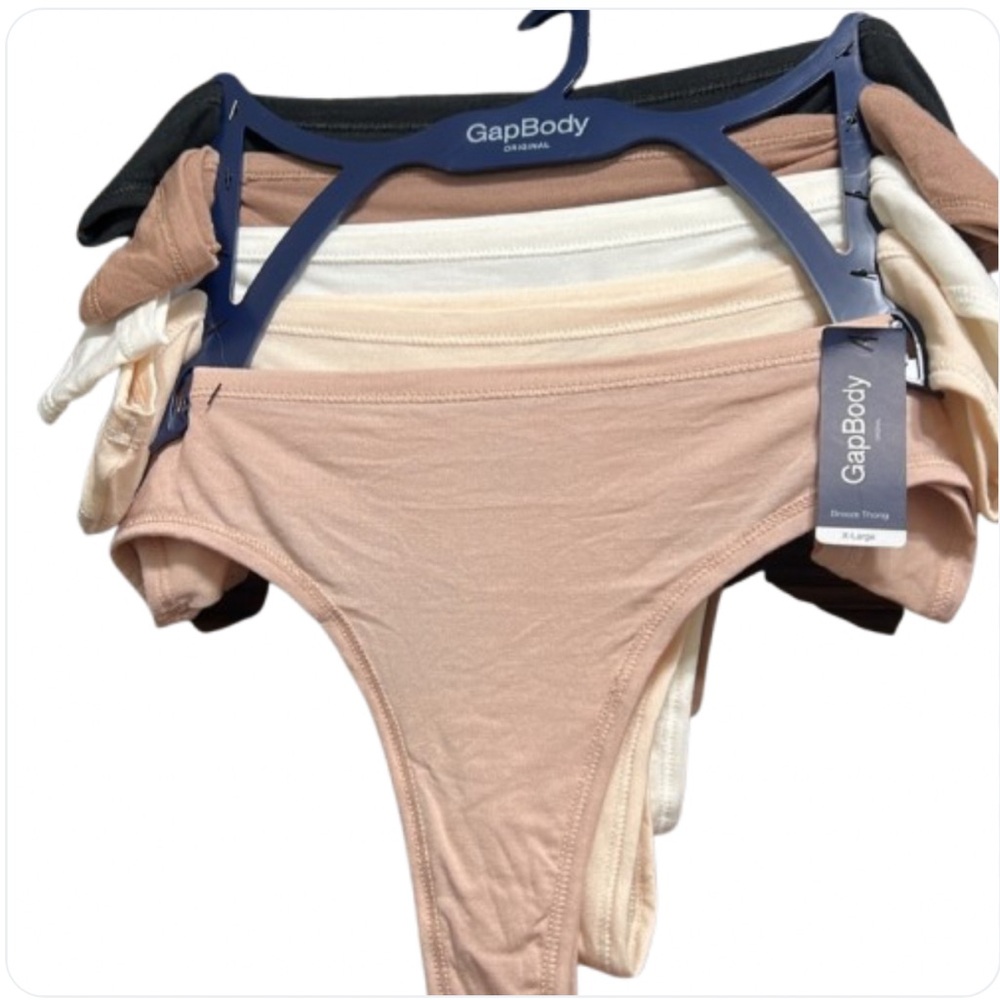 NEW Gap Body XL Thong Panties Original Ladies 5 Pair Breeze X-Large Nude Tan